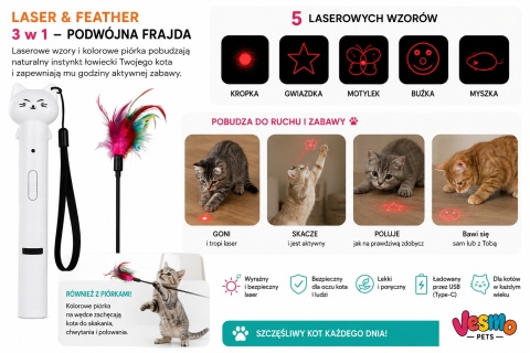 Zabawka laserowa dla kota 3w1 biała
