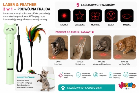 Zabawka laserowa dla kota 3w1 miętowa